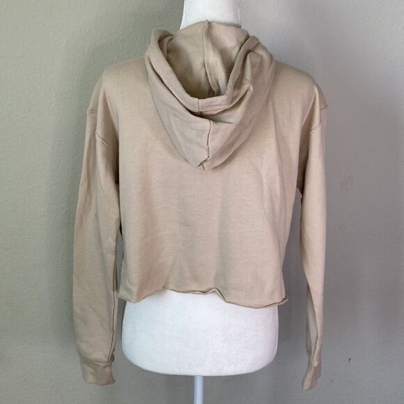 Wild Fable Cropped Quilted Panel Tan Hoodie XS - Picture 7 of 8